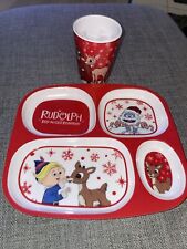 Rudolph The Red Nosed Reindeer Dinnerware Christmas Dishes Divided Plate + Cup picture