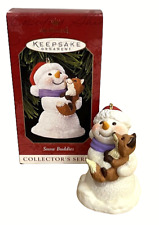 Hallmark 1999 Snow Buddies Snowman & Fox Keepsake Xmas Ornament NIB picture