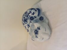 Vintage Centrum Ceramics Sleeping Cat Blue & White Flowers picture