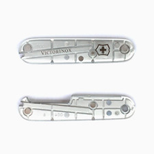 New Victorinox 91mm HANDLE / SCALE  2 Piece KIT  in Silver Tech Plastic picture