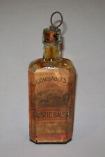 Old Antique Vtg Ca 1900s Gombaults Caustic Balsam Aqua Bottle Original Label picture