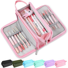 Sooez Large Pencil Case, Big Capacity Pencil Pouch Pen Bag with 3 Compartment picture