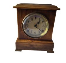 ANTIQUE SOLID OAK SESSIONS SQUARE SHELF MANTLE CLOCK With Key Sold As Is  PARTS  picture