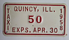 Vintage 1950-60's Quincy IL Taxi license plate Medallion Permit 5.5