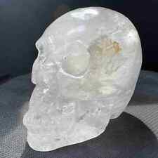 Natural Clear White Quartz Hand Carved Maya Crystal Skull Reiki Healing 898G picture