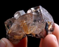 22g   Natural Transparent Gold Rutilated Quarte Hair Crystal Mineral Specimens picture