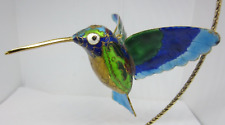Enameled Cloisonne Hummingbird Ornament Small Blue and Green Decoration picture