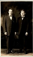  Two Handsome Brothers in formal 4 button suit 1920 era RPPC Vintage Post SB1 picture