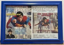 Framed Superman Magazines. 1979 People & 1984 Sheet Music. picture