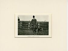 BLOODHOUND DOGS & HANDLER OLD ANTIQUE 1905 NAMED DOG PRINT READY MOUNTED picture