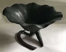 c1890's Japanese Meiji Period Bronze Ikebana Lotus Blossom Bowl With Leaf Design picture