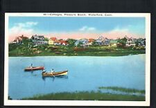1938 WATERFORD, CT *  PLEASURE BEACH ~ COTTAGES  * POSTED VINTAGE  LINEN picture