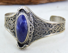Ancient Antique Victorian Silver Bracelet Cuff With Natural Purple Stone Amazing picture