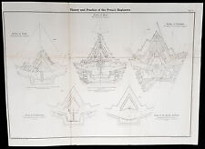 1856 Capt Richard Delafield Large Antique Schematics of French Fortifications picture
