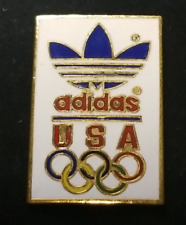 Hat Lapel Pin Olympics Rings Adidas Logo Vtg picture