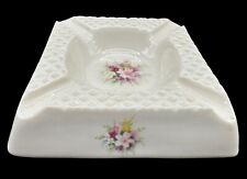 Vintage Irish Parian Donegal China Floral Ashtray 8092 Pink Flowers Square 4” picture