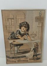 Eclipse Wringer Victorian Trade Card J N Tuck Haverhill Massachusetts Girl Doll  picture