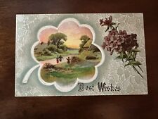 Vintage Best Wishes Postcard Large Shape Flower Baptizing Scene H63 picture