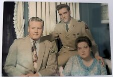 Elvis Presley in Army Uniform with His Parents at Graceland Memphis TN Postcard  picture