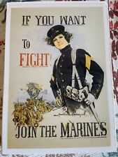vintage postcard WWI propaganda join the Marines WW1 soldier uniform picture
