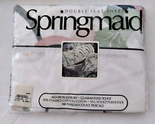 Springmaid Anastasia Full Flat Sheet Pink Green Floral USA picture