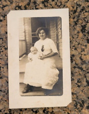Vintage Woman with Baby Real Picture Postcard Black & White early 1900's Unused picture