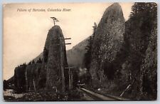 Postcard Pillars Of Hercules, Train & Railway, Columbia River, Oregon Unposted picture