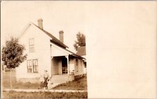 Antique 1910 Center Street Lansing MI House Children RPPC Real Photo Postcard picture