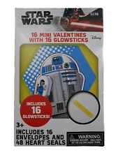 Disney Star Wars 16 Mini Valentines with 16 Glowsticks & 48 Heart Seals picture