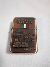 Star Flip Top Lighter Roma Italy Colloseum Vaticano Brass Copper Italian  picture