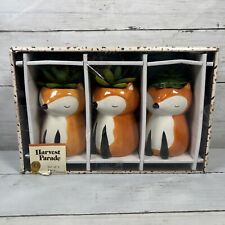 NOB Set Of 3 Faux Succulents In 4” Fox Planter Containers Harvest Parade picture