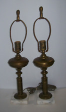 Pair of Antique Vintage Table Lamps Brass Candlestick Fireplace, 1920s picture