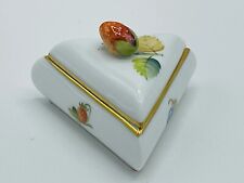 Herend Guild 2001 *NEW IN BOX* Strawberry Finial Triangle Trinket Porcelain Box  picture