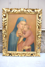 Nice Older Framed Picture of Mary with Child in Wood Carved Frame (CA97) picture