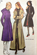 Vintage 1970s PRINCESS Coat Pattern LONG MID Length HOODED Simplicity 9613 Sz18 picture