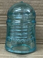 Vintage Brookfield New York Aqua Blue Embossed Glass Insulator 3 1/2 Tall 👀 picture