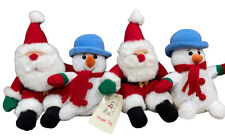 Vintage Lot Of 4 Lovable Mini Christmas Decor Santa And Snowmen Plush - 7” Tall picture