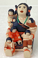 Storyteller Native American Hopi Woman 5 Children Hand Painted Pottery Figure picture