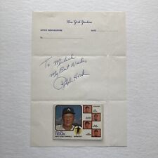 Ralph Houk Signed New York Yankees Memorandum Page 7 x 10 + 1973 Topps BB Card picture