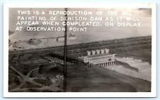 RPPC DENISON, TX Texas ~ Pre-Completion PAINTING of DENISON DAM c1940s Postcard picture
