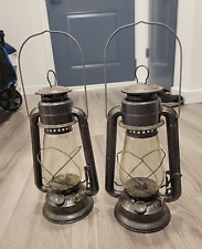 2 Dietz Junior Barn Lantern with CLEAR Globe kerosene Oil Lamp 12” Camping Decor picture