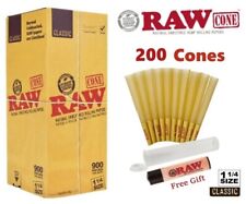 Authentic RAW Classic 1 1/4 Size Pre-Rolled Cone 200 Pack & Free Clipper Lighter picture