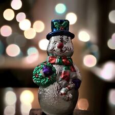 Vintage Blow Mold Oversized Snowman￼ Christmas Ornament Plastic Snowman 10” Tall picture