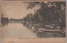 Boating State Mills Lake Akron Ohio 1907 Albertype Postcard picture