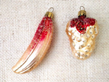 Vintage 2 Christmas Ornaments Old World Banana Grapes Glass Germany picture