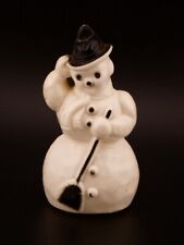Vintage Christmas 1940s Rosen Rosbro Plastic Snowman w/ Black Trim Ornament #20 picture