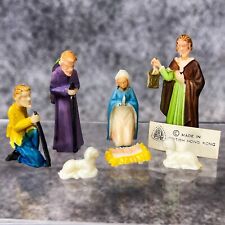 Vintage Micro Mini 7 Piece Christmas Nativity Set Plastic Hong Kong Miniature picture