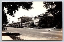RPPC Postcard FL Fort FT Pierce School Buildings Street View c1940s AE28 picture