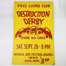 Vintage 60s Poster 1963 PDCC Lions Club DESTRUCTION DERBY 22x14 Cars Festival picture