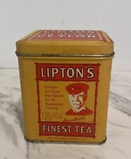Vintage Lipton Tea Planter Ceylon Square Empty Metal Tin/Canister Scen’Tins picture